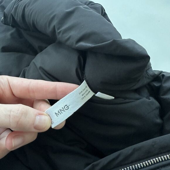 MANGO Padded Waistcoat Puffer Vest With Belt Black XS Waist Tie Oversize - Picture 7 of 9